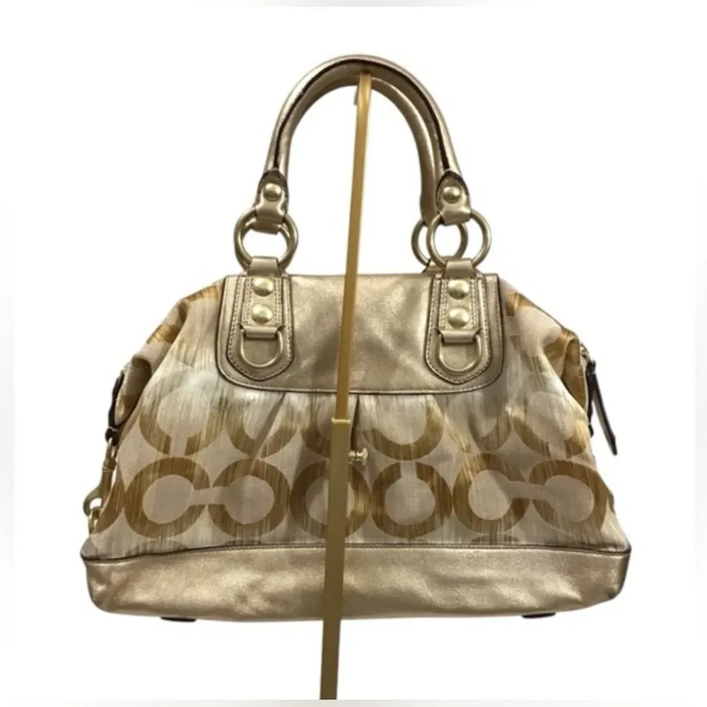 Coach Vintage Y2K Ashley Madison Metallic Gold Tan Satchel Purse Bag